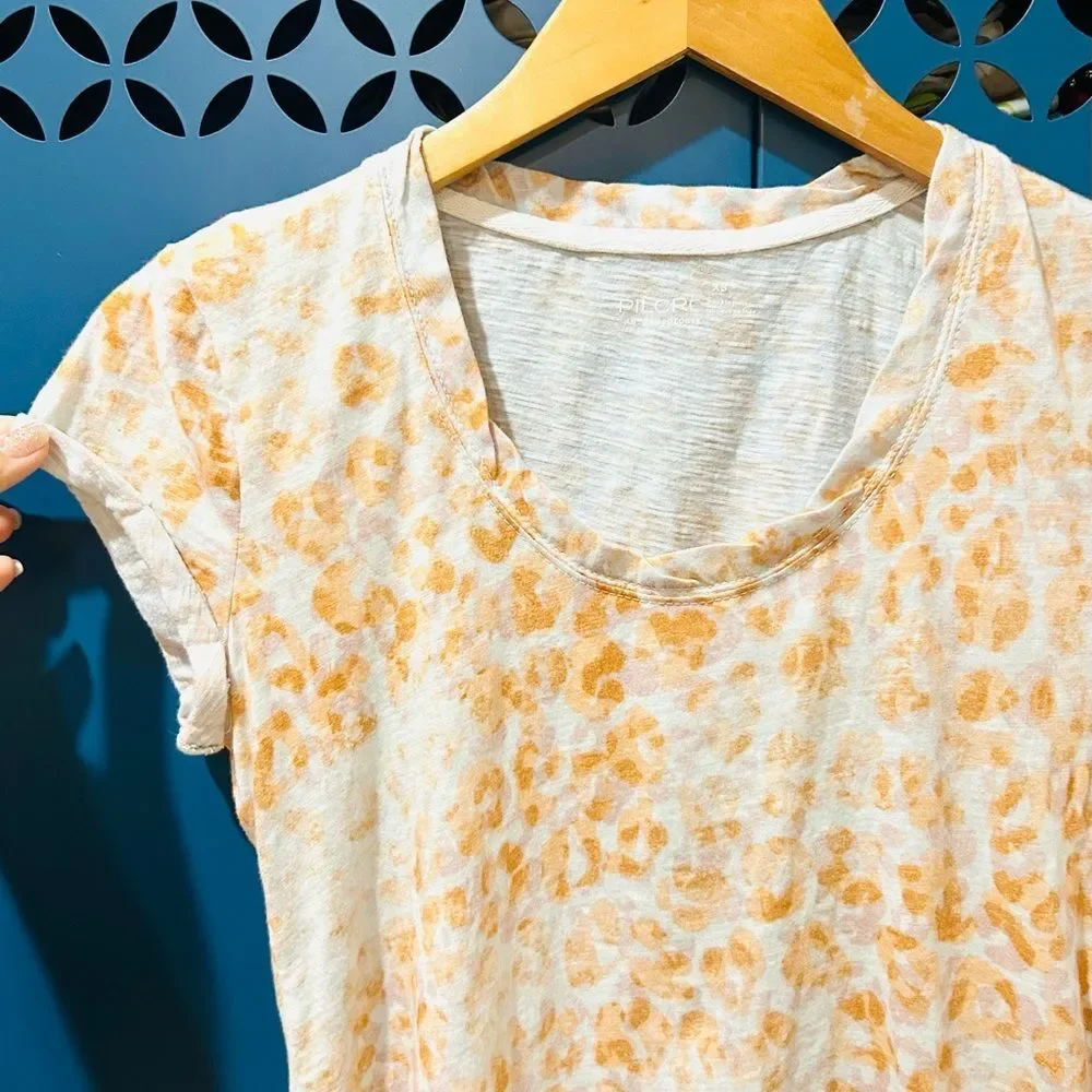 Anthropologie Pilcro Orange Leopard Print T-Shirt Animal Casual Loungewear XS